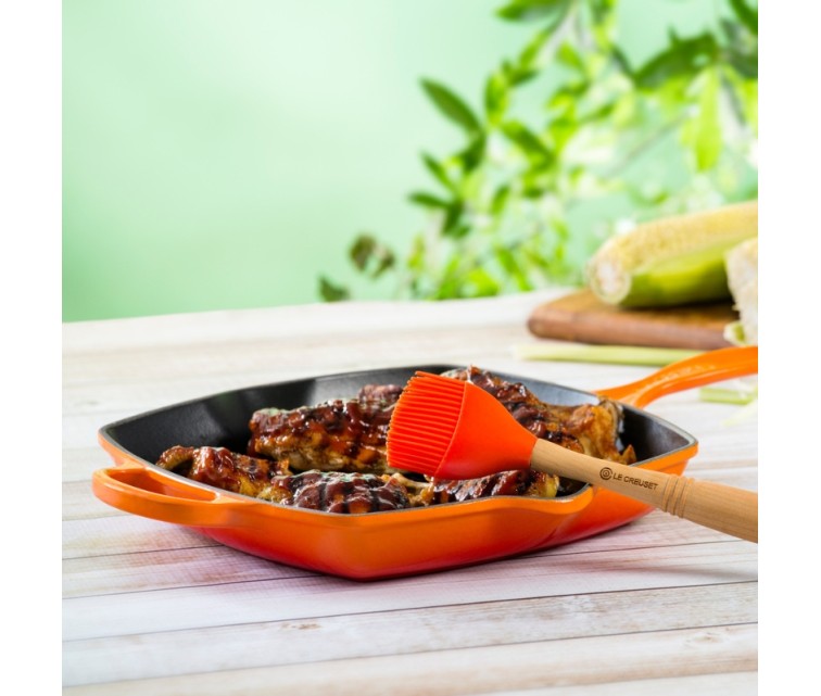 Cast iron grill pan square 26x26cm orange