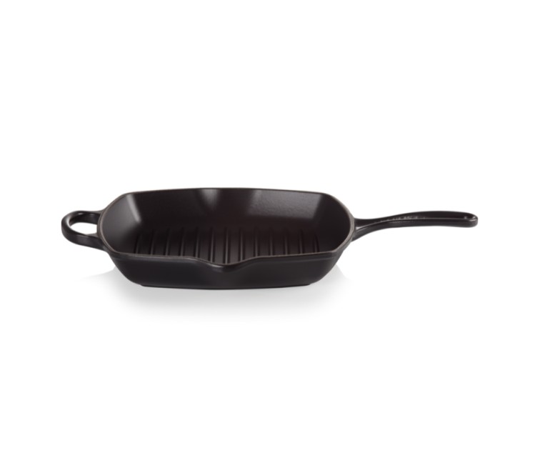 Cast iron grill pan square 26x26cm mat black