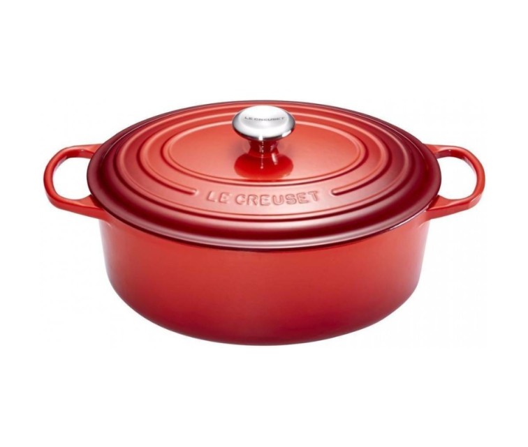 Cast iron pot oval 31cm / 6,3L red