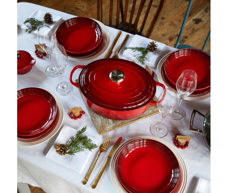 Cast iron pot oval 31cm / 6,3L red