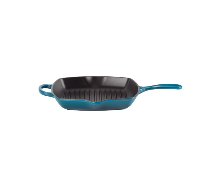 Cast iron grill pan square 26x26cm blue