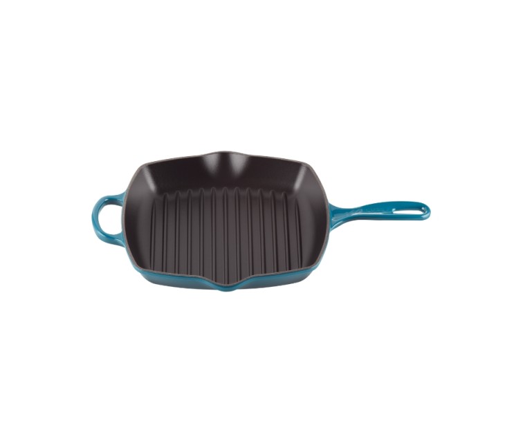 Cast iron grill pan square 26x26cm blue