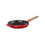 Cast iron pan with wooden handle Ø28cm red