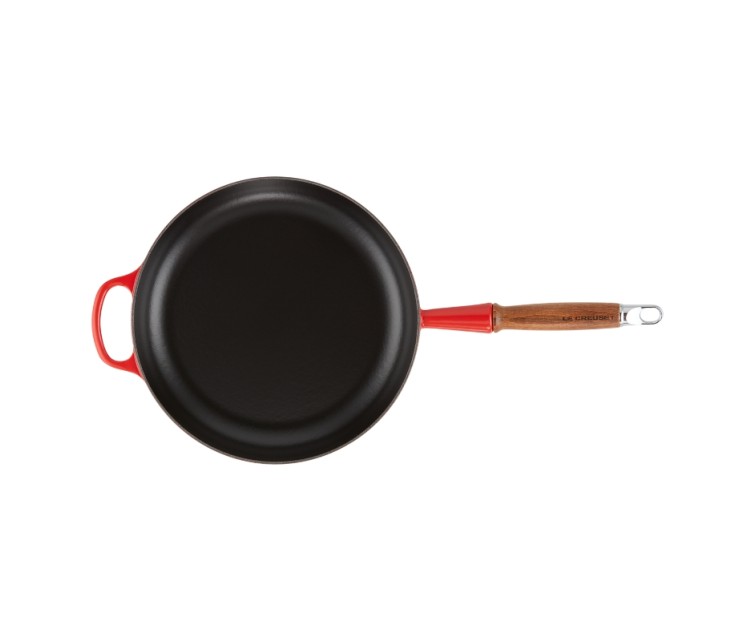 Cast iron pan with wooden handle Ø28cm red