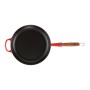 Cast iron pan with wooden handle Ø28cm red