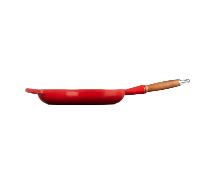 Cast iron pan with wooden handle Ø28cm red