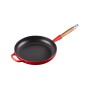 Cast iron pan with wooden handle Ø28cm red
