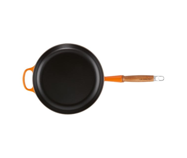 Cast iron pan with wooden handle Ø28cm orange