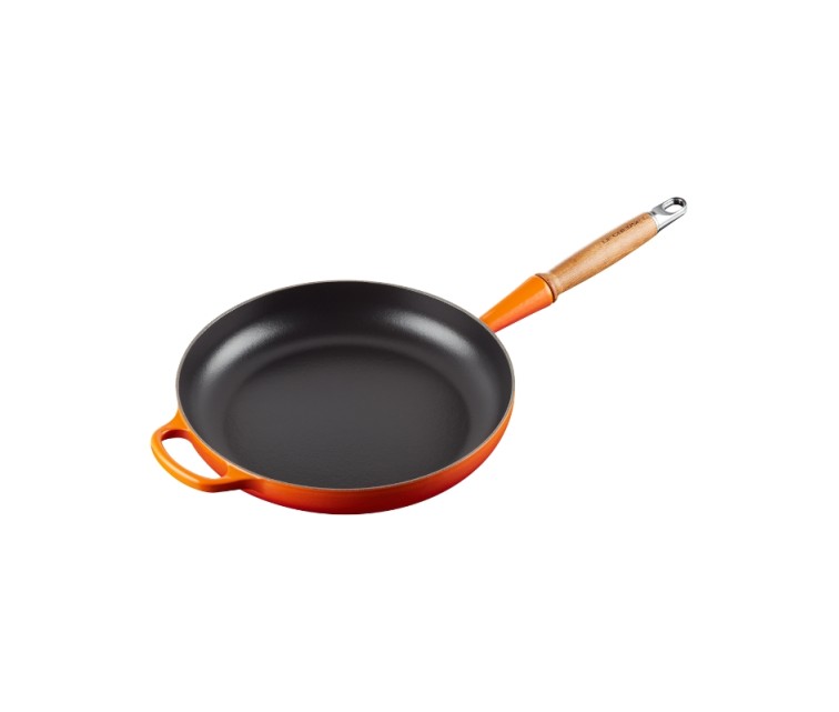 Cast iron pan with wooden handle Ø28cm orange