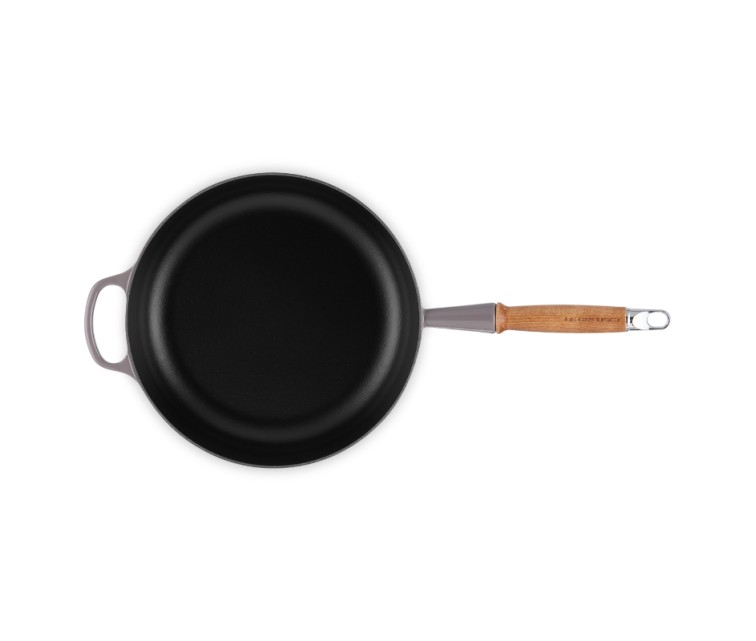 Cast iron sauté pan with wooden handle Ø28cm light grey