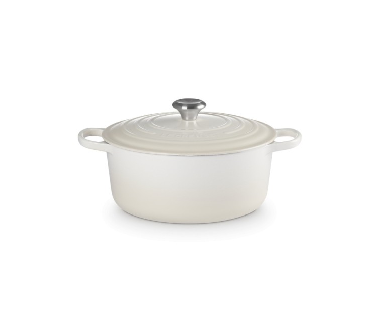 Чугунный горшок круглый Ø34 см / 12 л кремового цвета