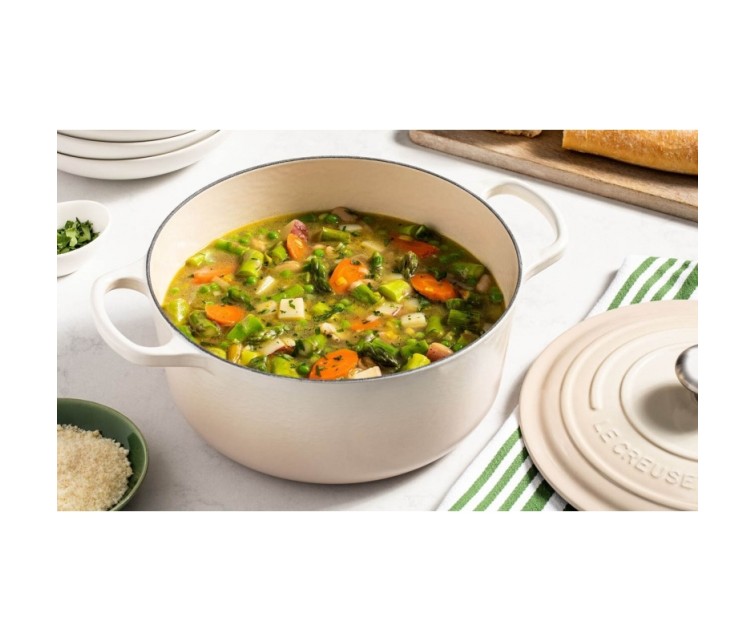 Чугунный горшок круглый Ø34 см / 12 л кремового цвета