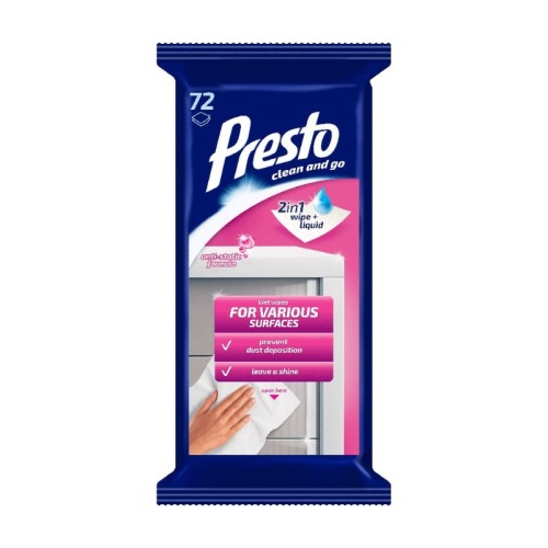 Mitrās salvetes dažādām virsmām 72 gab.