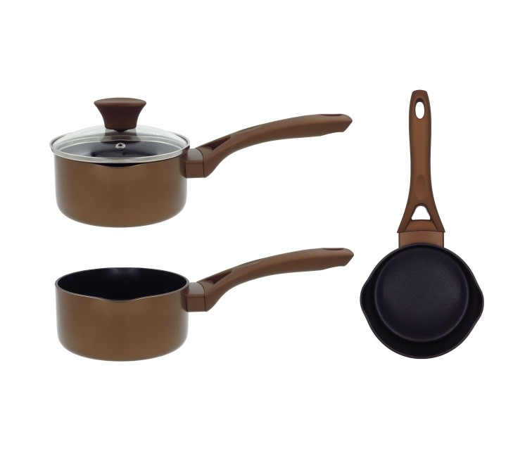 Saucepan Natura with glass lid Ø14 cm induction brown