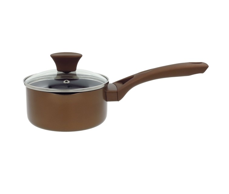 Saucepan Natura with glass lid Ø14 cm induction brown