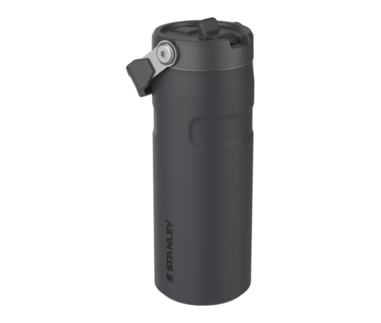 Termopudele ar salmiņu The IceFlow Bottle Flip Straw 2.0 0,47L melna 2.0