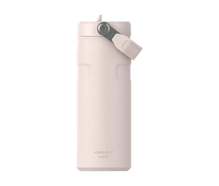 Termosas su šiaudeliu „The IceFlow Bottle Flip Straw 2.0“ 0,47 l, šviesiai rožinis