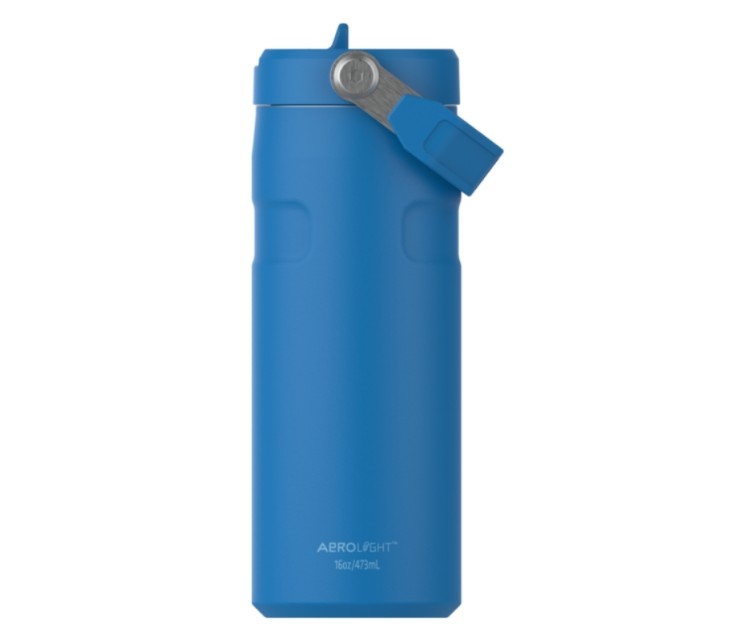 Termosas su šiaudeliu „The IceFlow Bottle Flip Straw 2.0“ 0,47 l, mėlynas