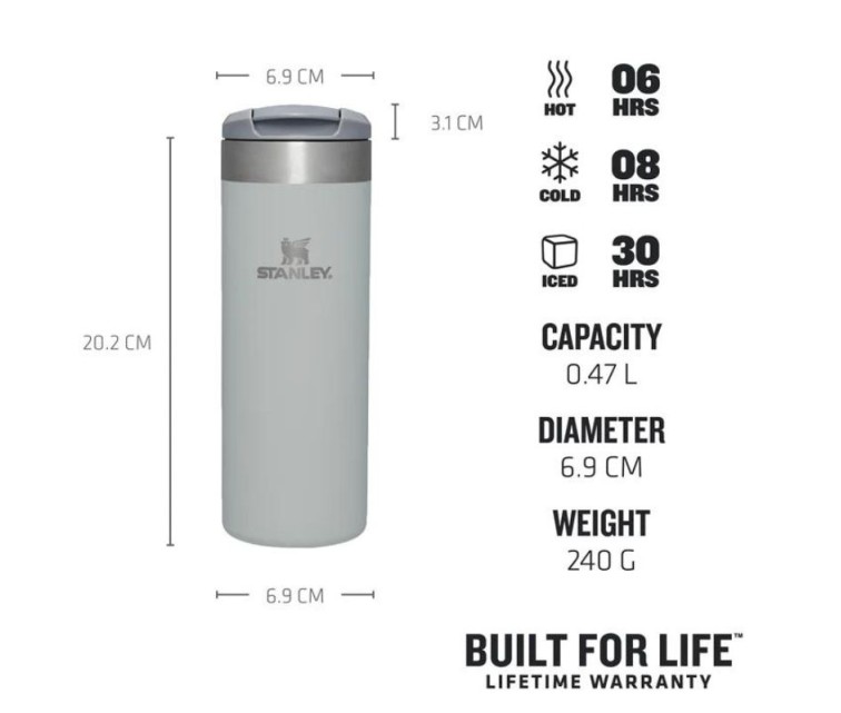 The AeroLight Transit Mug 0.47 L light grey