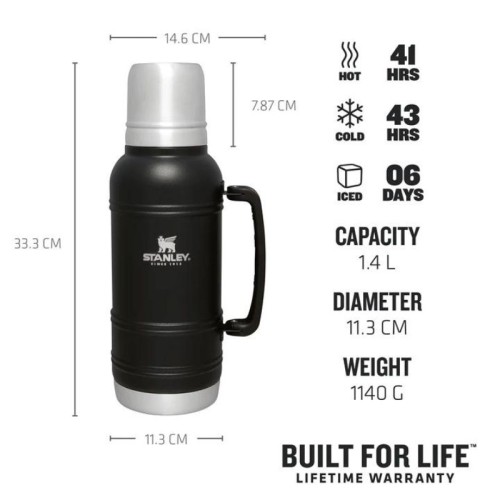 "Thermos The Artisan Thermal Bottle" 1,4 l juodos spalvos "Thermos The Artisan Thermal Bottle" 1,4 l juodos spalvos
