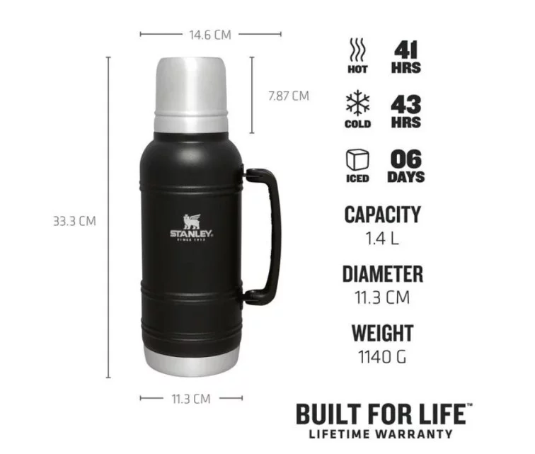 Thermos The Artisan Thermal Bottle 1,4L black Thermos The Artisan Thermal Bottle 1,4L black
