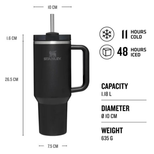 Termokrūze ar salmiņu The Quencher H2.O FlowState Tumbler 1.18L melna Termokrūze ar salmiņu The Quencher H2.O FlowState Tumbler 1.18L melna
