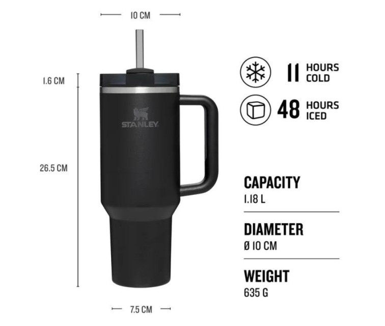 Thermo mug with straw The Quencher H2.O FlowState Tumbler 1.18L black Thermo mug with straw The Quencher H2.O FlowState Tumbler 1.18L black