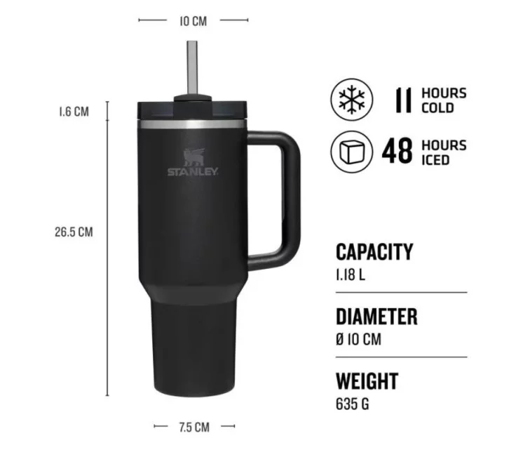 Termokrūze ar salmiņu The Quencher H2.O FlowState Tumbler 1.18L melna Termokrūze ar salmiņu The Quencher H2.O FlowState Tumbler 1.18L melna