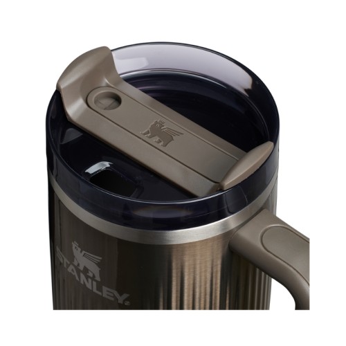 Thermos mug with straw The Quencher H2.0 Fluted Tumbler 1.18L glossy dark gray