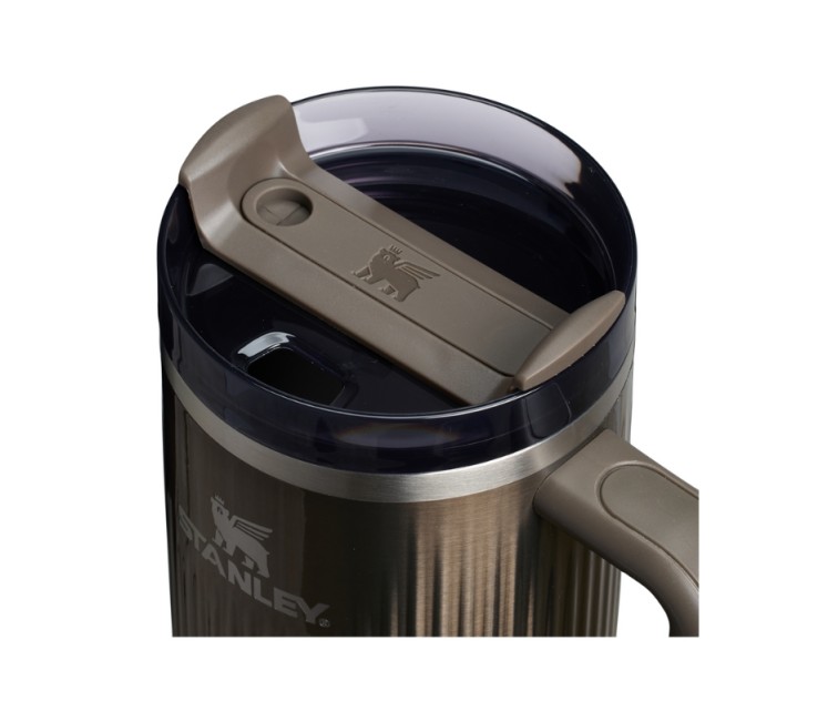 Thermos mug with straw The Quencher H2.0 Fluted Tumbler 1.18L glossy dark gray