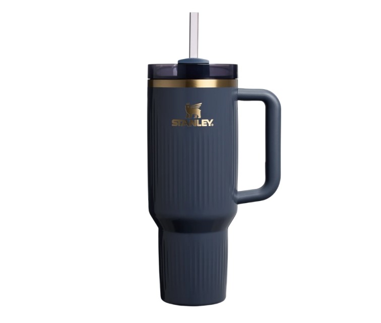 Thermos mug with straw The Quencher H2.0 Fluted Tumbler 1.18L glossy dark gray