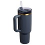 Thermos mug with straw The Quencher H2.0 Fluted Tumbler 1.18L glossy dark gray