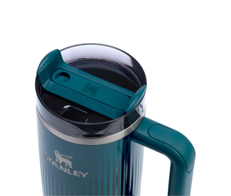 Termokrūze ar salmiņu The Quencher H2.0 Fluted Tumbler 1.18L spīdīgi zilganzaļa