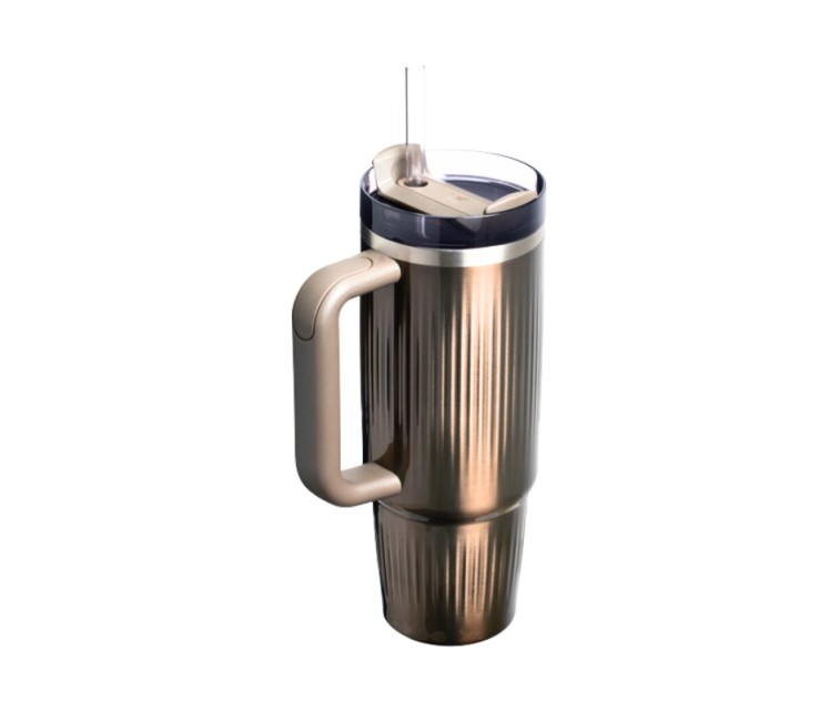 Termokrūze ar salmiņu The Quencher H2.0 Fluted Tumbler 0.89L metāliski brūns