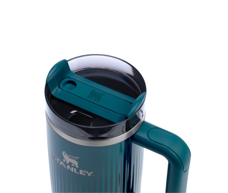 Termokrūze ar salmiņu The Quencher H2.0 Fluted Tumbler 0.89L spīdīgi zilganzaļa