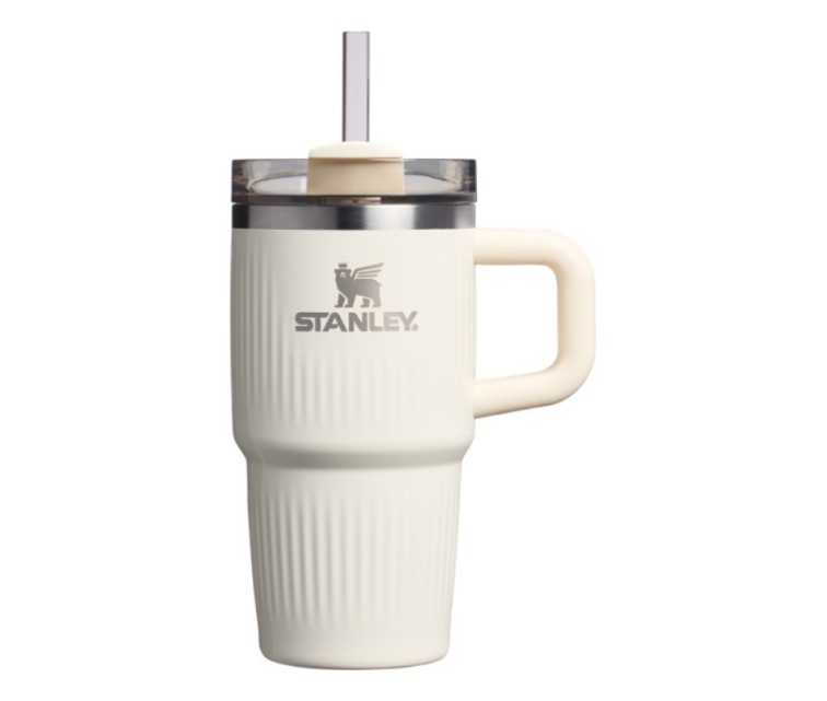 Thermo mug with straw The Quencher H2.0 Fluted Tumbler 0.6L in glossy cream color