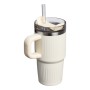 Thermo mug with straw The Quencher H2.0 Fluted Tumbler 0.6L in glossy cream color Thermo mug with straw The Quencher H2.0 Fluted Tumbler 0.6L in glossy cream color