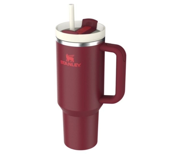Thermos mug with straw The Quencher H2.O FlowState Tumbler 1.18L dark red
