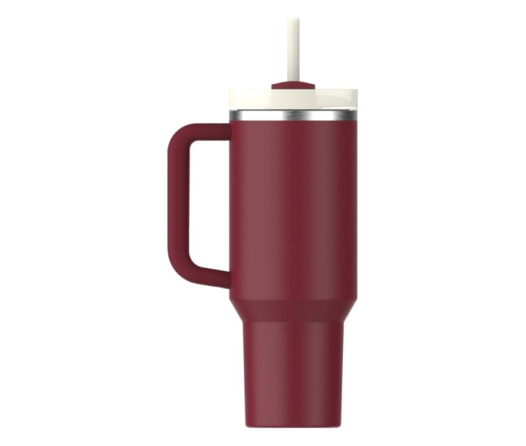 Thermos mug with straw The Quencher H2.O FlowState Tumbler 1.18L dark red