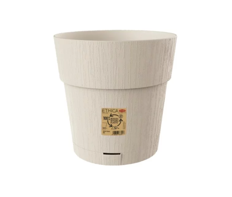 Flower pot with tray Ethica Ø30x29cm white
