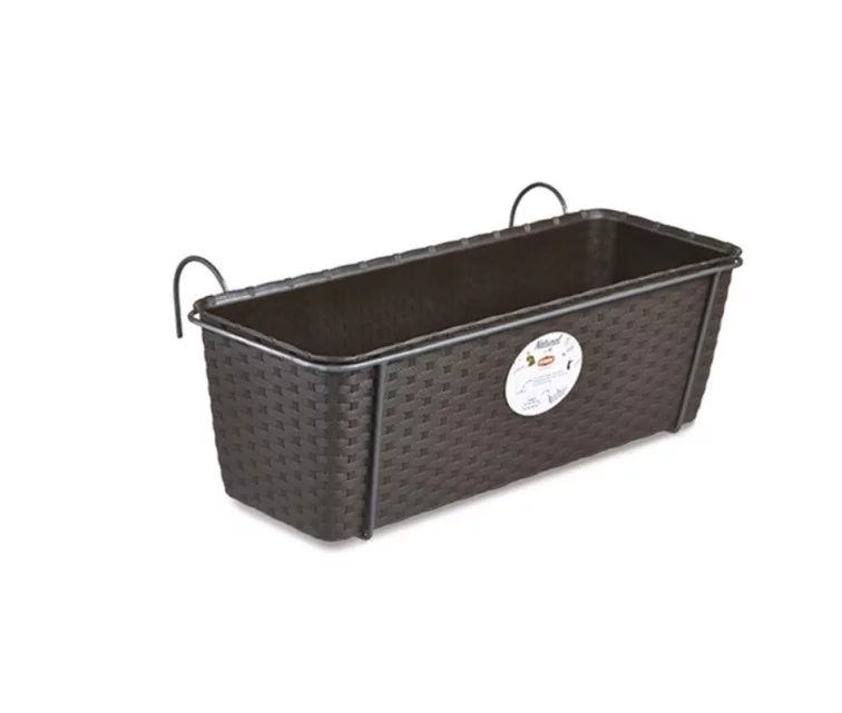 Flower box for balconies with metal holder Natural 50x18x16cm grey Flower box for balconies with metal holder Natural 50x18x16cm grey