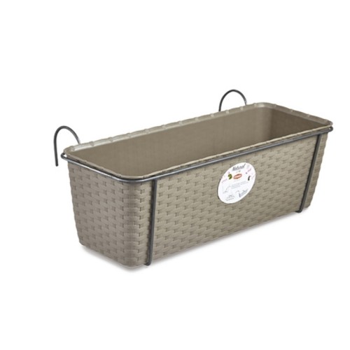 Lillekast rõdudele metallist hoidikuga Looduslik 50x18x16cm pruun