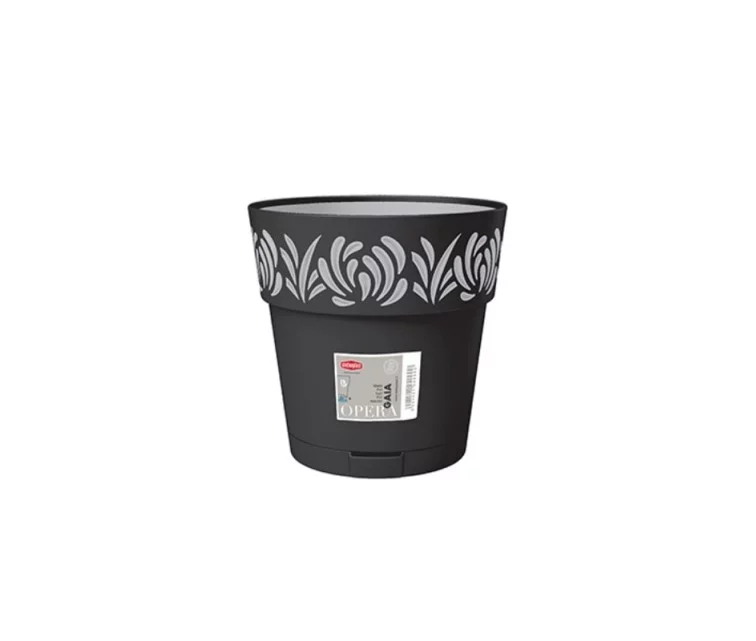 Lillepott koos kandikuga Gaia Ø20x19cm must Lillepott koos kandikuga Gaia Ø20x19cm must