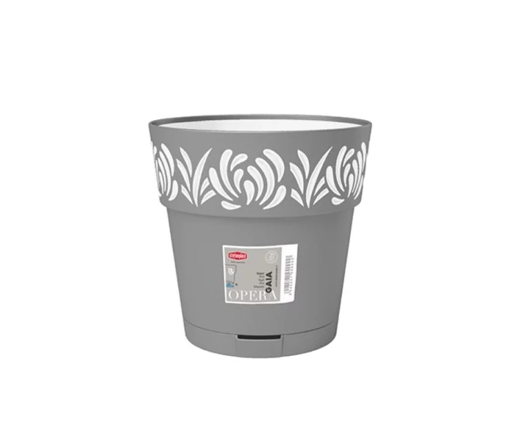 Flower pot with tray Gaia Ø25x25cm grey Flower pot with tray Gaia Ø25x25cm grey