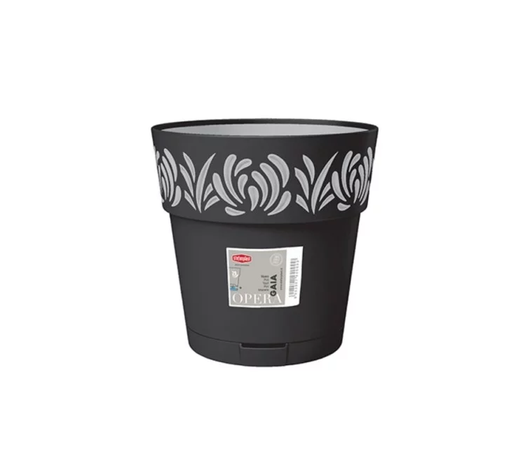 Flower pot with tray Gaia Ø25x25cm black Flower pot with tray Gaia Ø25x25cm black