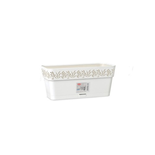 Puķu kaste ar paliktni Gaia 30x13x12cm balta Puķu kaste ar paliktni Gaia 30x13x12cm balta