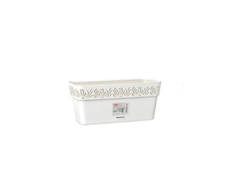 Flower box with tray Gaia 30x13x12cm white Flower box with tray Gaia 30x13x12cm white