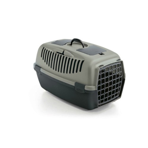 Transportēšanas būris Gulliver 3 ar plastmasas durvīm 61x40x38cm pelēks/zaļš Transportēšanas būris Gulliver 3 ar plastmasas durvīm 61x40x38cm pelēks/zaļš