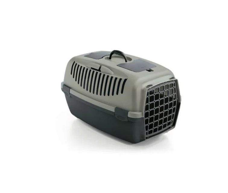 Transportēšanas būris Gulliver 3 ar plastmasas durvīm 61x40x38cm pelēks/zaļš Transportēšanas būris Gulliver 3 ar plastmasas durvīm 61x40x38cm pelēks/zaļš