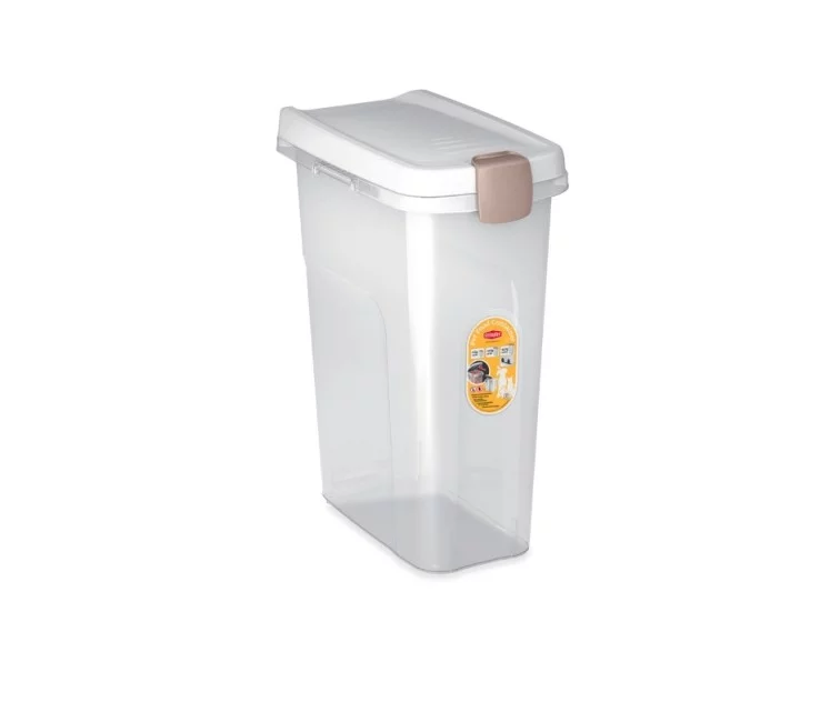 Trauks mājdzīvnieku barības uzglabāšanai 10kg 25L 39x24x51cm caurspīdīgs/balts Trauks mājdzīvnieku barības uzglabāšanai 10kg 25L 39x24x51cm caurspīdīgs/balts
